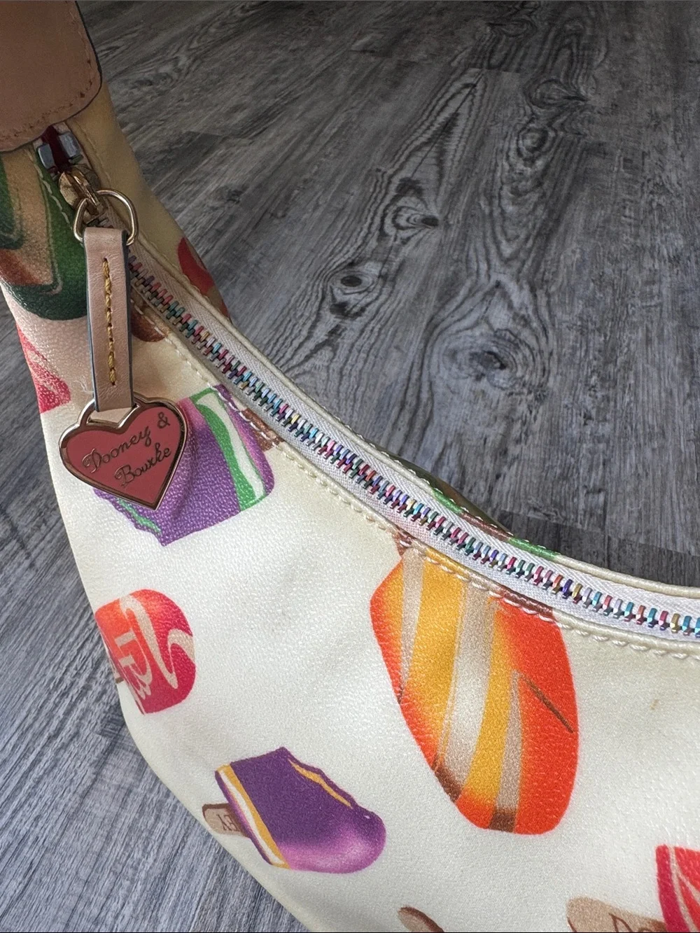 Dooney & Bourke Cream Shoulder Bag with Multicolor Popsicle Print - Picture 3 of 7